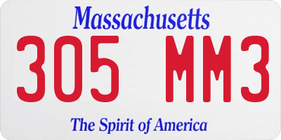 MA license plate 305MM3