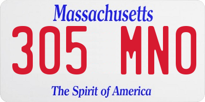 MA license plate 305MN0