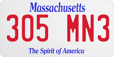 MA license plate 305MN3
