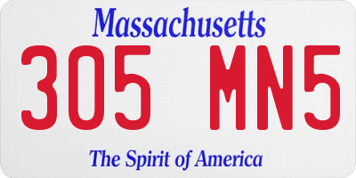MA license plate 305MN5