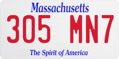 MA license plate 305MN7
