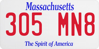 MA license plate 305MN8