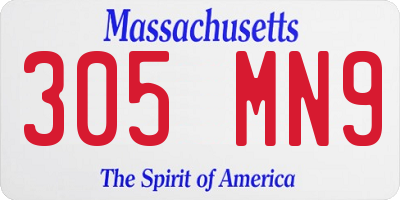 MA license plate 305MN9