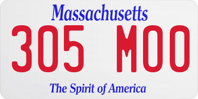 MA license plate 305MO0