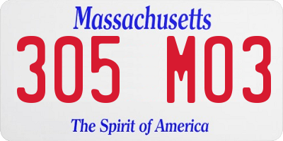 MA license plate 305MO3
