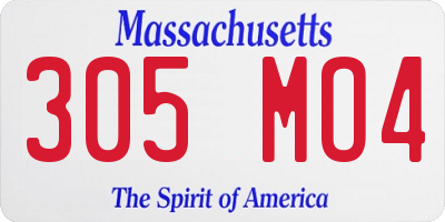 MA license plate 305MO4