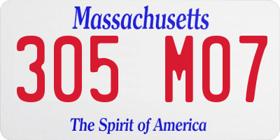 MA license plate 305MO7