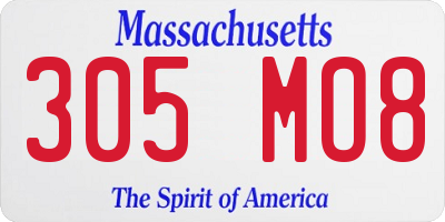 MA license plate 305MO8