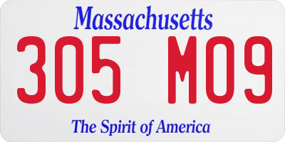MA license plate 305MO9