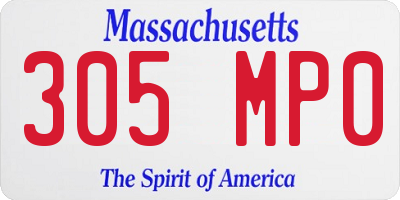 MA license plate 305MP0