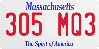 MA license plate 305MQ3