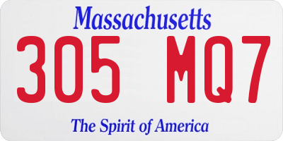 MA license plate 305MQ7