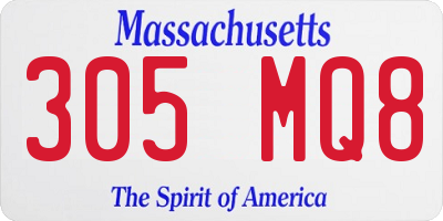 MA license plate 305MQ8