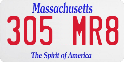 MA license plate 305MR8