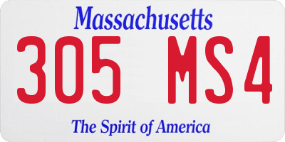 MA license plate 305MS4