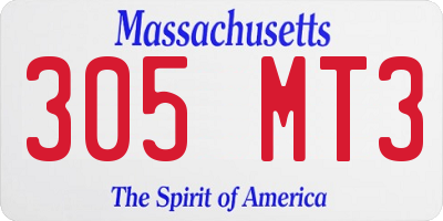 MA license plate 305MT3