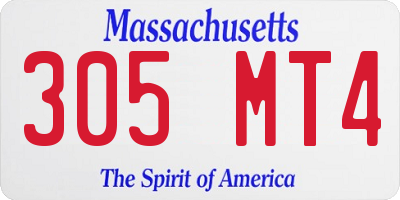 MA license plate 305MT4