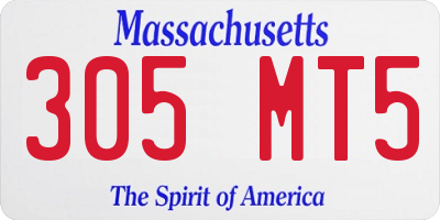 MA license plate 305MT5