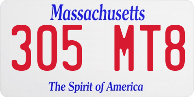 MA license plate 305MT8