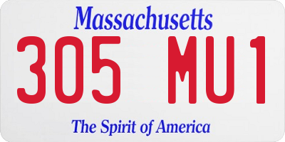 MA license plate 305MU1