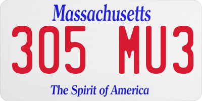 MA license plate 305MU3