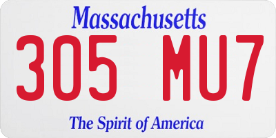 MA license plate 305MU7