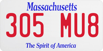 MA license plate 305MU8