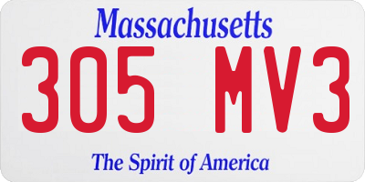 MA license plate 305MV3
