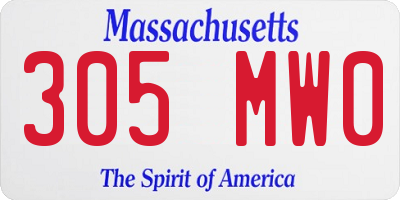 MA license plate 305MW0