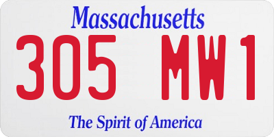 MA license plate 305MW1