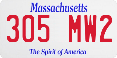 MA license plate 305MW2