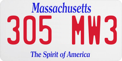 MA license plate 305MW3
