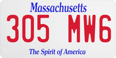 MA license plate 305MW6