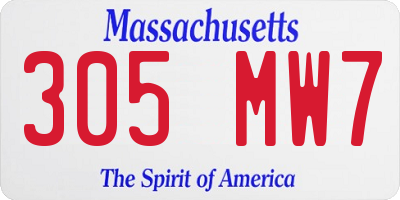 MA license plate 305MW7