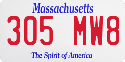 MA license plate 305MW8