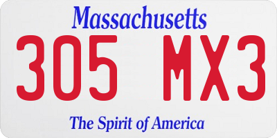 MA license plate 305MX3