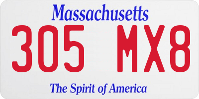 MA license plate 305MX8