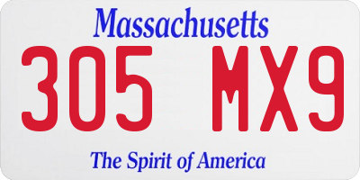 MA license plate 305MX9