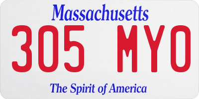 MA license plate 305MY0