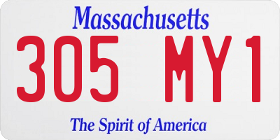 MA license plate 305MY1