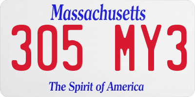 MA license plate 305MY3