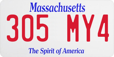 MA license plate 305MY4