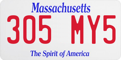 MA license plate 305MY5