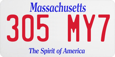 MA license plate 305MY7