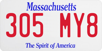 MA license plate 305MY8