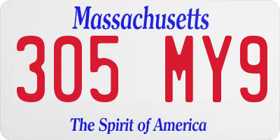 MA license plate 305MY9