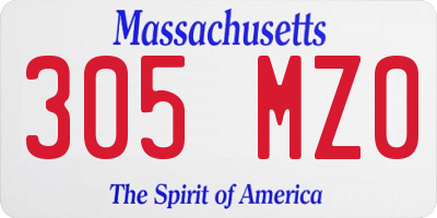 MA license plate 305MZ0
