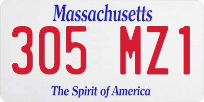 MA license plate 305MZ1