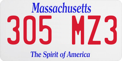MA license plate 305MZ3