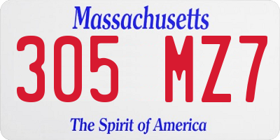 MA license plate 305MZ7